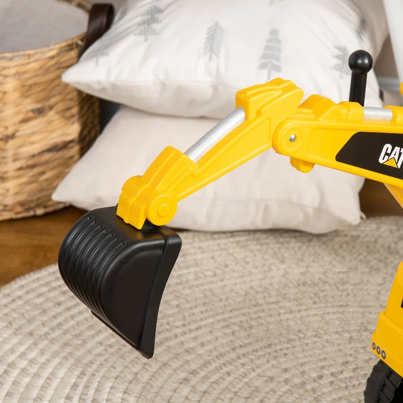 Excavator Ride on Toy, Cat Licensed Kids Manual Pedal Ride on Excavator with Manual Shovel, Horn, Hidden Storage for 18-36 Months Boys and Girls, Yell