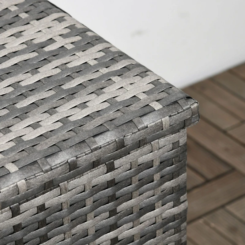 113 Gallon Deck Box, Rattan Outdoor Storage Box, Waterproof Storage Container for Indoor, Patio Furniture Cushions, Pool Supplies, Garden Tools, Dark