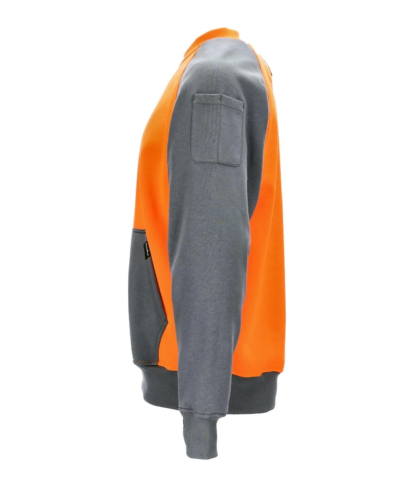 RefrigiWear Men's Two-Tone HiVis Crewneck Sweatshirt - High Visibility Safety Pullover with Contrast Design