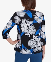 Alfred Dunner Petite Key Items Brushstroke Print Crew Neck Tee