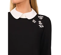 CeCe Women's Embellished Collared Layered-Look Top