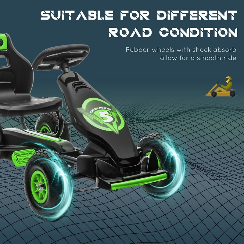 Kids Pedal Go Kart Ride-on Toy with Ergonomic Comfort, Pedal Car with Tough, Wear-Resistant Tread, Go Cart Kids Car for Boys & Girls with Suspension S