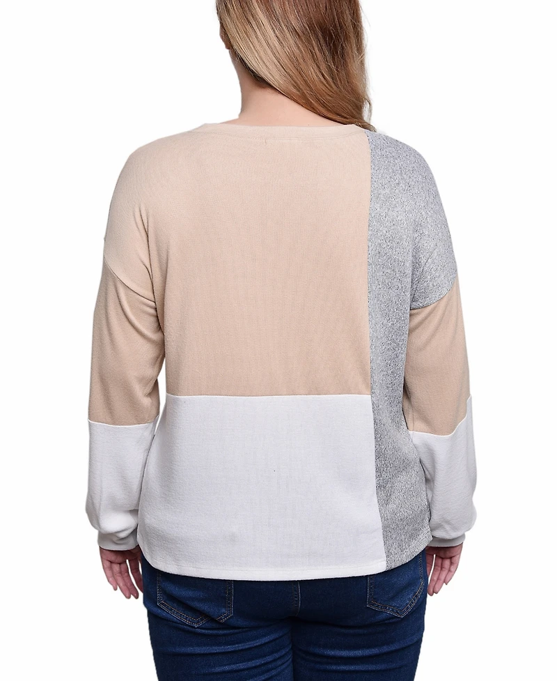 Ny Collection Women's Long Sleeve Colorblocked Top