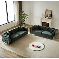 Streamdale Chenille Sofa with Button Tufting