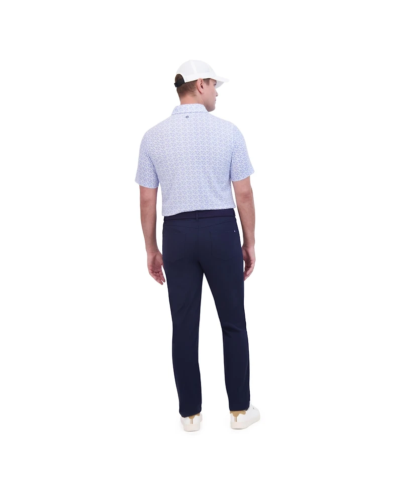 Ben Sherman Men's Ultra Soft Optic Geo Print Tech Terry Sports Fit Polo Shirt