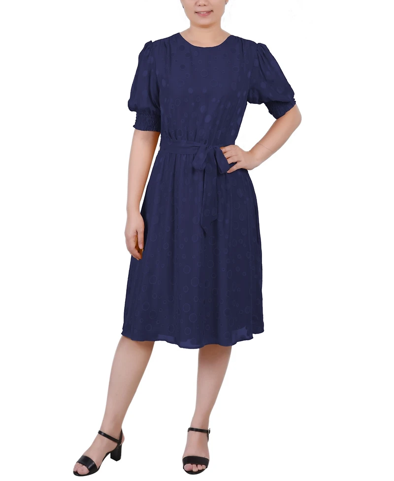 Ny Collection Women's Elbow Sleeve Swiss Dot Dress