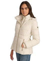 Calvin Klein Petite Faux-Fur-Lined Hooded Puffer Coat