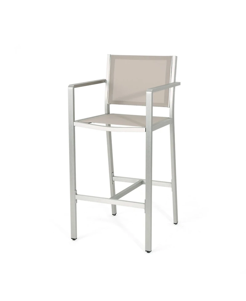 Streamdale Silver-Framed Grey Mesh Barstools (Set of 2)