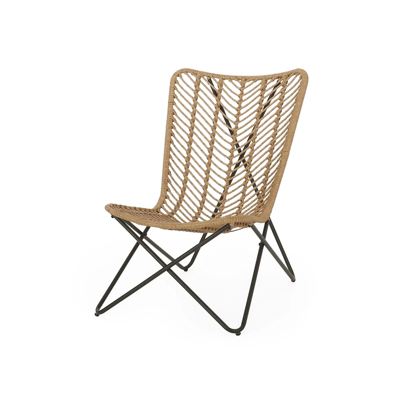 Boho-Chic Wicker Patio Chair Set With Geometric Base