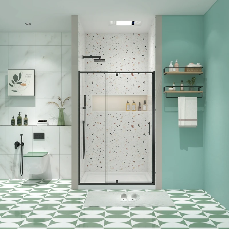Streamdale Pivot Swing Glass Shower Door, 1/4" Clear Tempered Glass