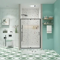 Streamdale Pivot Swing Glass Shower Door, 1/4" Clear Tempered Glass