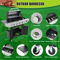 Streamdale 4-Burner Propane Gas Grill with Side Burner