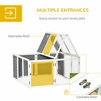 Rabbit Hutch, Wooden Outdoor Bunny Cage with an Openable Foldable Top, Door, Guinea Pig Hutch for Backyard, Garden, fits 1-4 Rabbits, Gray