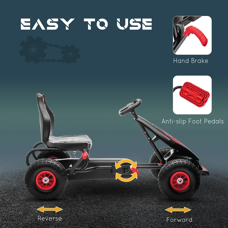 Kids Pedal Go Kart Ride-on Toy with Ergonomic Comfort, Pedal Car with Tough, Wear-Resistant Tread, Go Cart Kids Car for Boys & Girls with Suspension S
