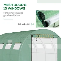 13' x 10' x 6.5' Walk-in Tunnel Greenhouse with 2 Zippered Mesh Doors & 10 Mesh Windows, Upgraded Gardening Plant Hot House with Galvanized Steel Hoop