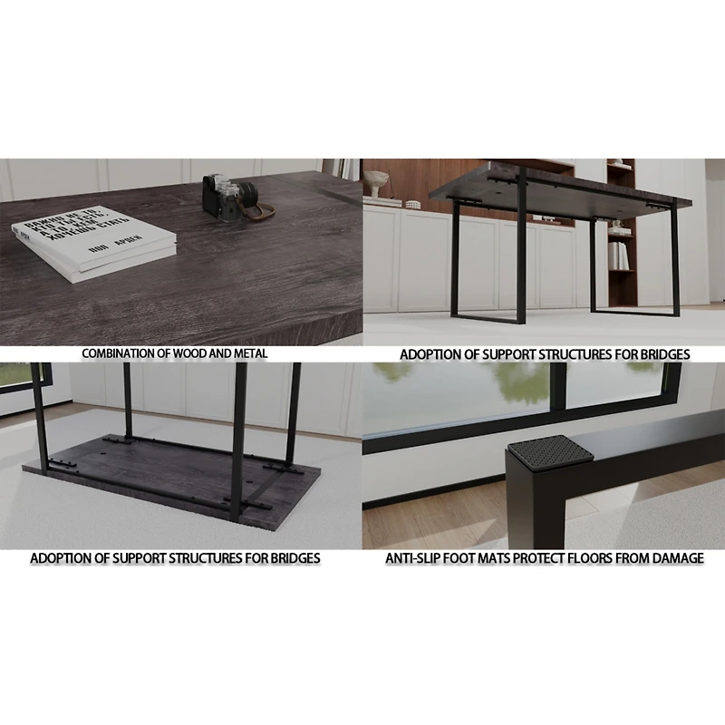 Streamdale Industrial Black Mdf Dining Table (59")