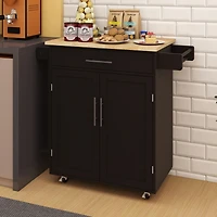 Streamdale Rolling Kitchen Cart with Drawer, Doors, Shelves, Towel & Seasoning Racks