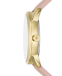Kate Spade New York Women's Crosstown Three-hand Gold-Tone Pink Leather Watch 34mm