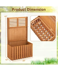 Costway 1 Pcs Wooden Plant Stand Raised Garden Bed with Trellis & Planter Box Privacy Screen