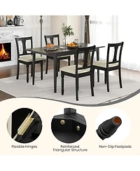Gymax Set of 4 Upholstered Wooden Dining Chair w/ Seat Storage Space Brown
