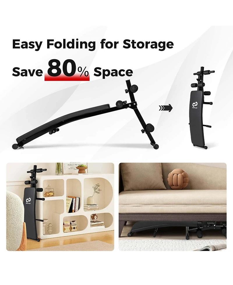 Costway Adjustable Decline Sit Up Bench for Exercise with High Density Foam Cushioned Seat