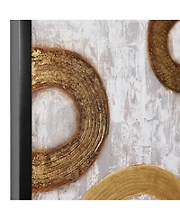 LuxenHome 2-Piece Gold and Brown Metal with Black Rectangle Frame Wall Decor Set
