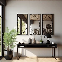 LuxenHome 3-Piece Black Metal Rectangular Wall Mirror Set Large Vanity Bathroom Mirror Accent Decor