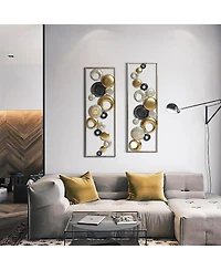 LuxenHome Set of 2 Modern Multi-Color Abstract Metal Wall Decor Panels Wall Art Large Wall Hanging Sculptures