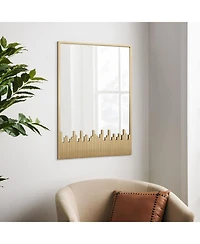 LuxenHome Cityscape Gold Metal Frame Rectangular Wall Mirror