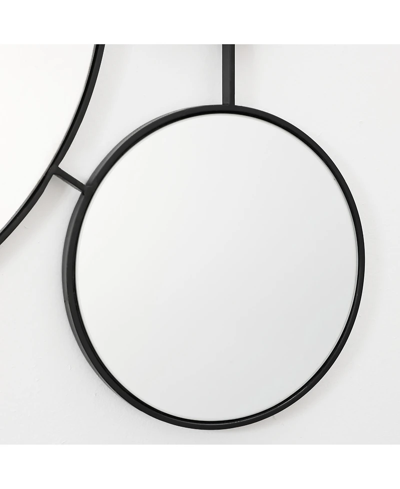 LuxenHome Circles Black Metal Frame Round Wall Mirror