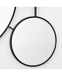 LuxenHome Circles Black Metal Frame Round Wall Mirror