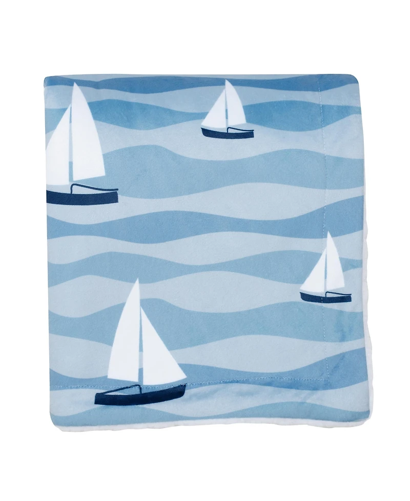 Lambs & Ivy Little Skipper Soft Luxury Nautical Sailboat Fleece Baby Blanket