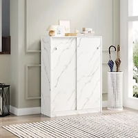 Streamdale Furniture Marble Sliding Shoe Cabinet with 6 Layers (30+ Pair Capacity)