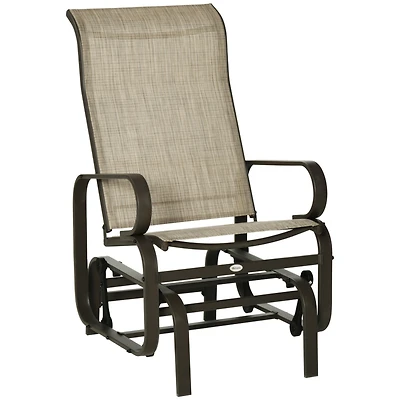 Outdoor Glider Chair, Gliders for Outside Patio with Smooth Rocking Mechanism and Lightweight Construction for Backyard, Tan