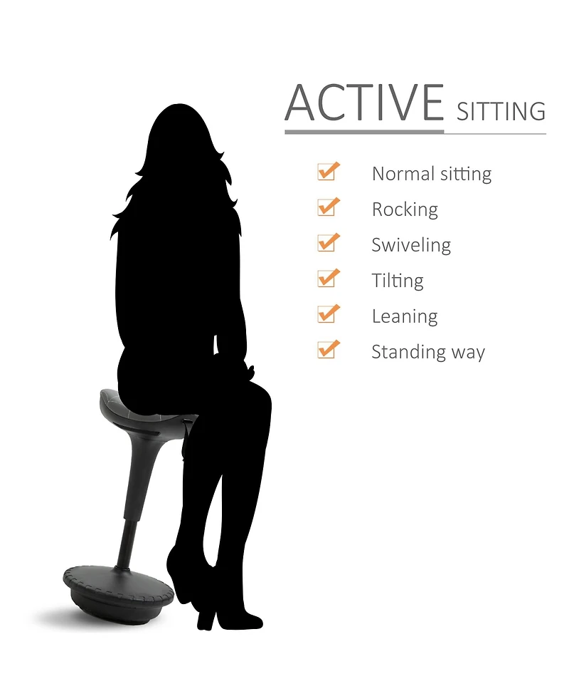 Streamdale Furniture Vinsetto Lift Wobble Stool Standing Chair with 360 Swivel, Tilting Balance Chair with Adjustable Height and Saddle Seat for Activ