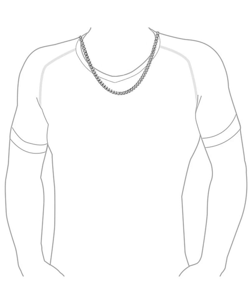 Bling Jewelry Heavy Duty Biker Jewelry Solid 8MM Curb Miami Cuban Link Chain Necklace Stainless Steel