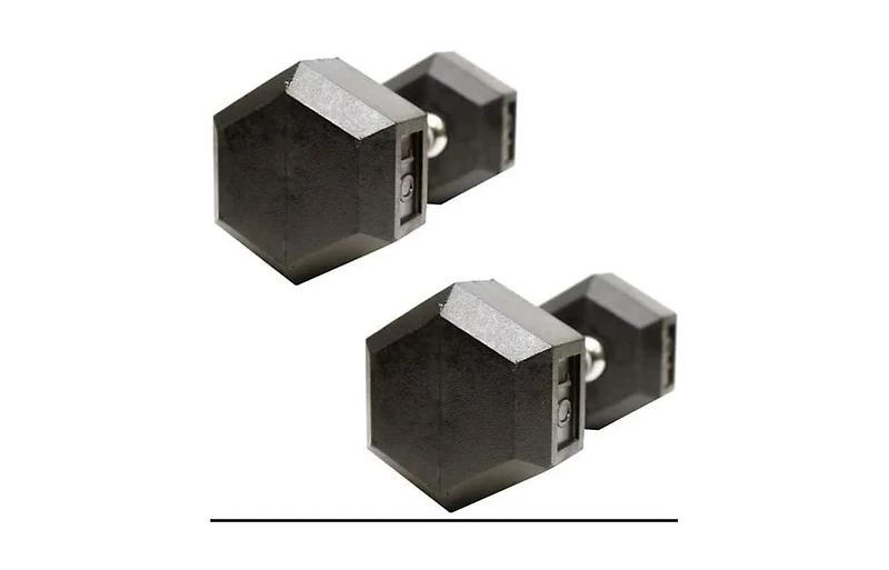 Amber Sports Barbell Rubber encased Hex Dumbbell Weights with Metal Handles for Strength Training, Full Body Workout. Sold as a Pairs
