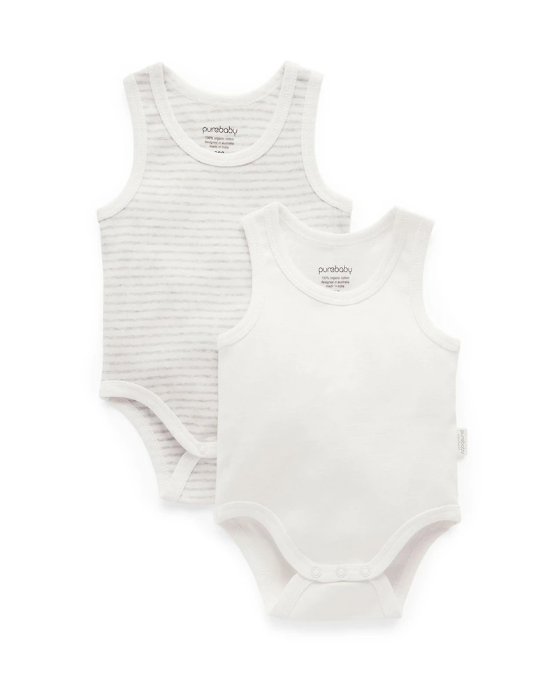 Purebaby Baby Boy and Girl Rib Bodysuit 2 pack