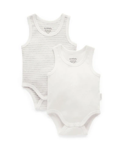 Purebaby Baby Boy and Girl Rib Bodysuit 2 pack