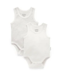 Purebaby Baby Boy and Girl Rib Bodysuit 2 pack
