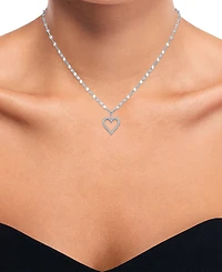 Diamond Open Heart 18" Pendant Necklace (1/10 ct. t.w.) in Sterling Silver