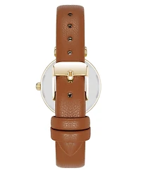 Anne Klein Women's Quartz Round Easy to Read Faux Leather and Gold-Tone Alloy Metal Watch