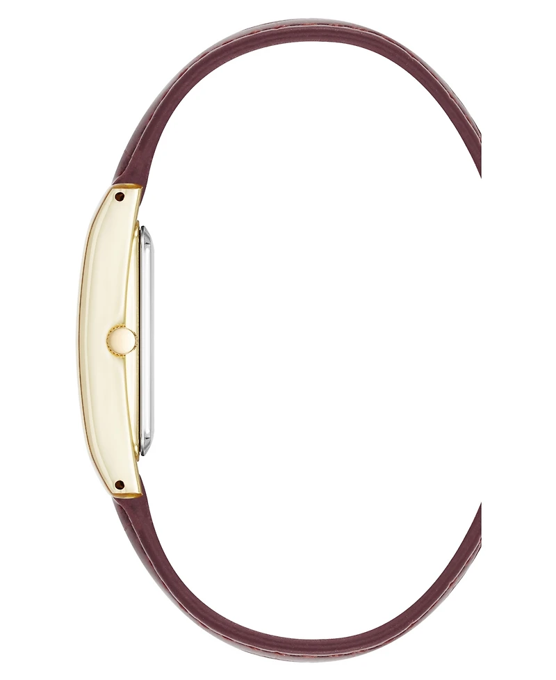 Anne Klein Women's Quartz Signature Red Crocograin Leather and Gold-Tone Alloy Metal Watch, 25mm