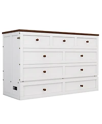 Streamdale Furniture Queen Size Wood Charging Station & Storage Murphy Bed Chest