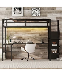 Streamdale Furniture Twin Xl Loft Bed with L-Shaped Desk and Wardrobe