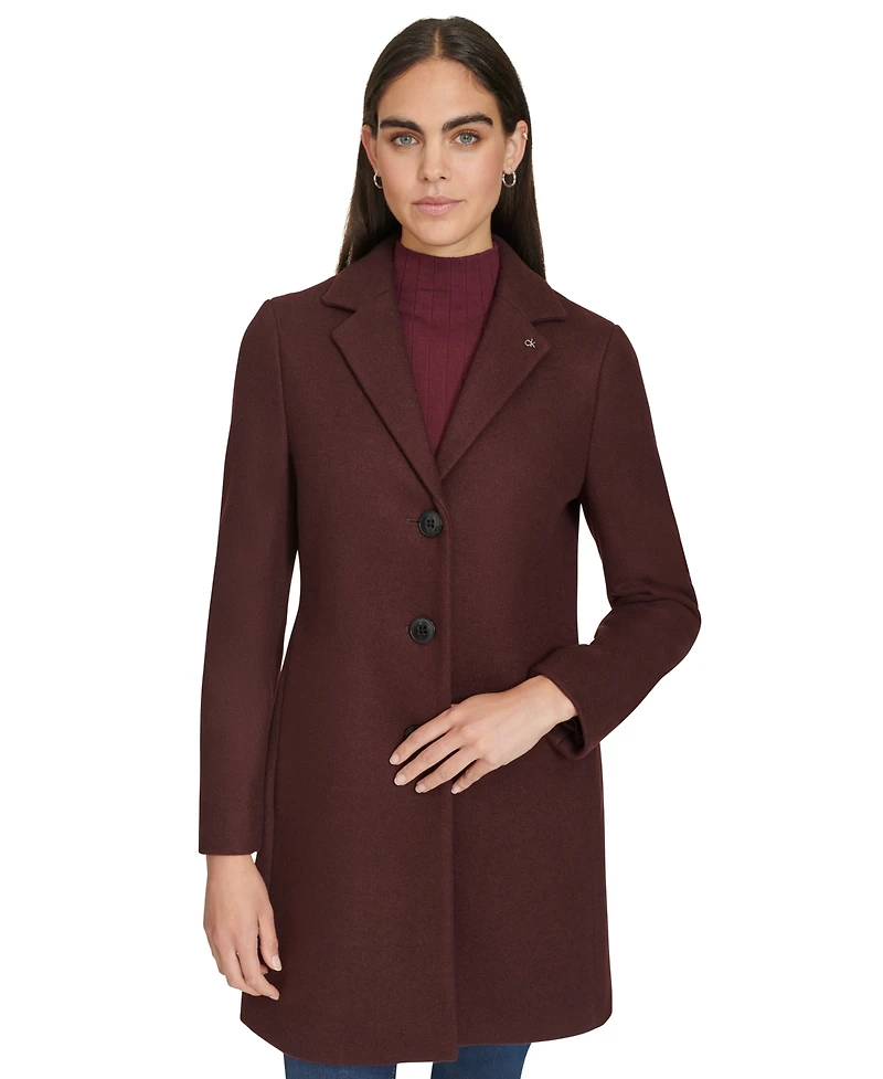 Calvin Klein Women's Single-Breasted Notched-Collar Coat