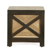 Streamdale Westby Mango Wood And Cane Square Cube Ottoman