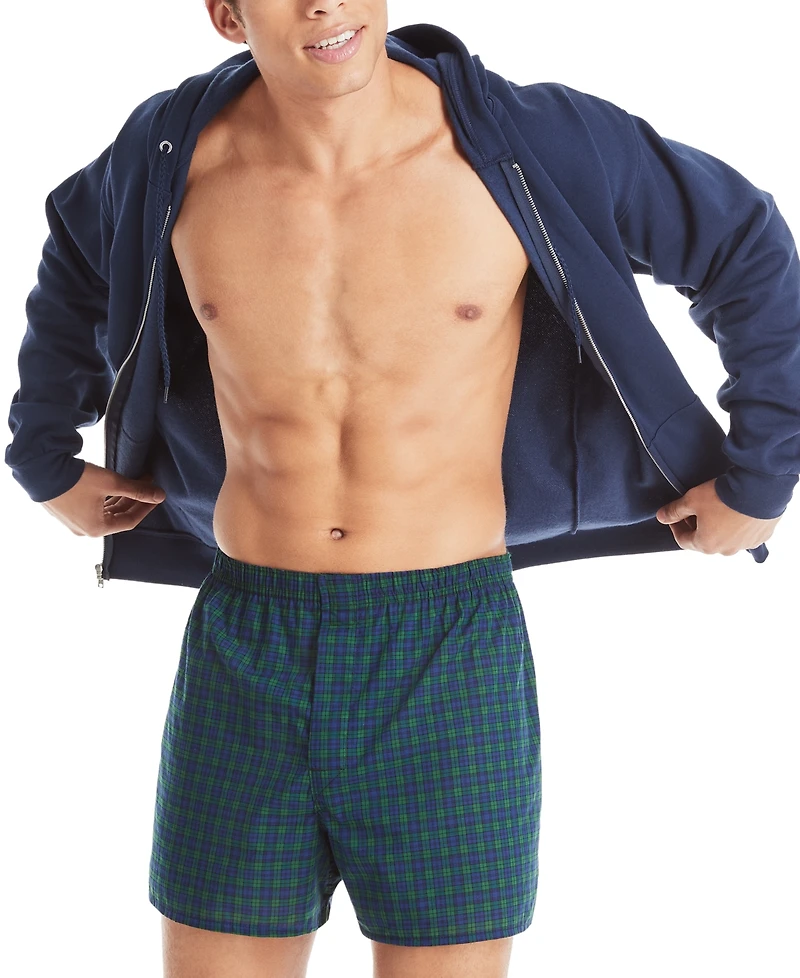 Hanes Men's 5-Pk. Ultimate FreshIQ Tartan Print Woven Boxers