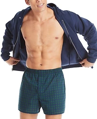 Hanes Men's 5-Pk. Ultimate FreshIQ Tartan Print Woven Boxers