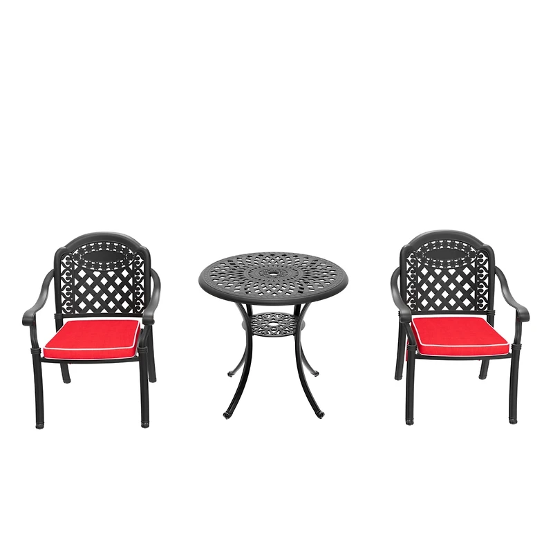 Streamdale 3-Piece Cast Aluminum Patio Set w/ Cushions